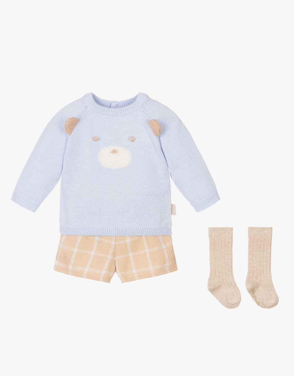 Baby Ivory & Grey Knit Dungaree Set - Image 3